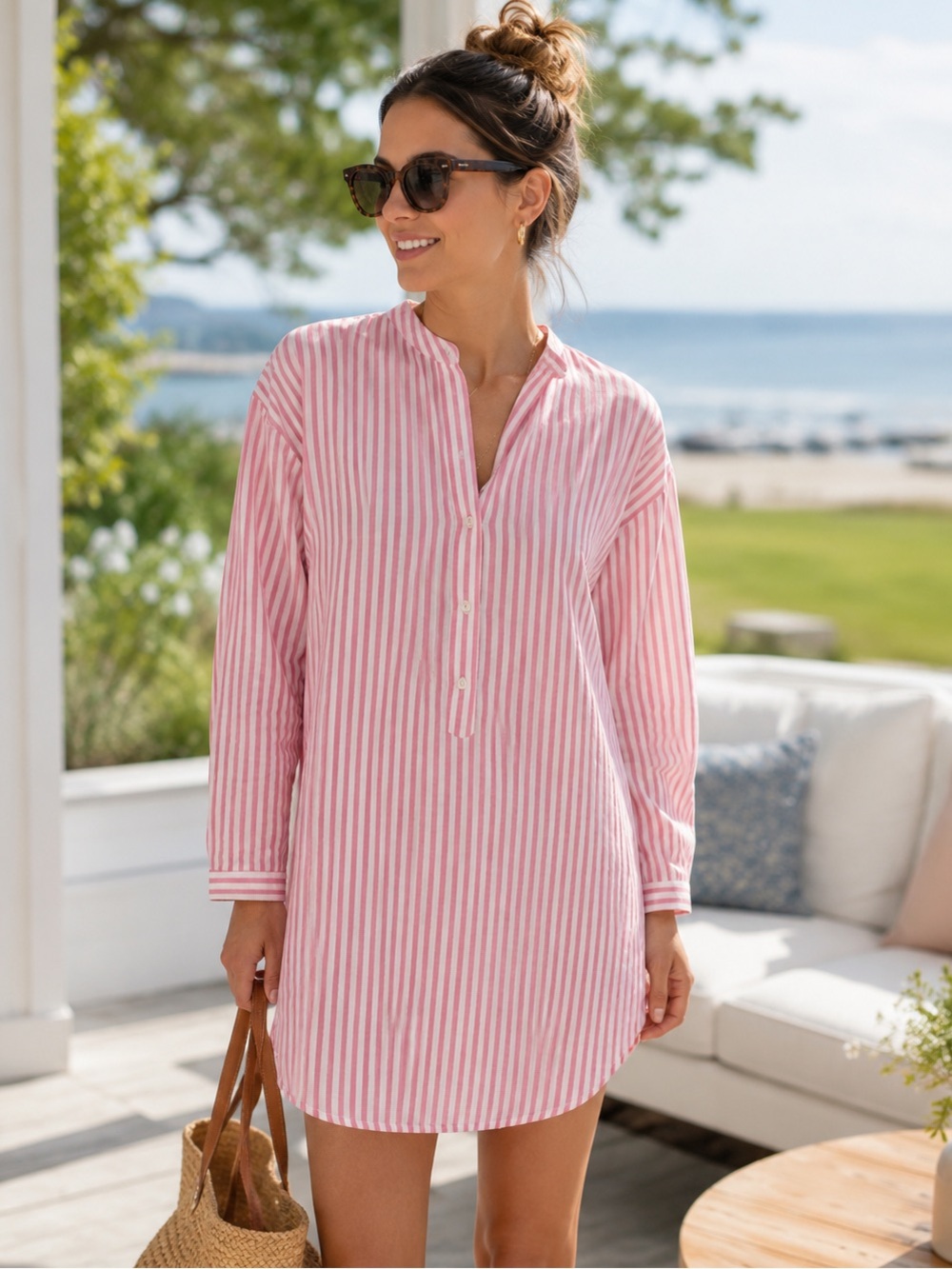 Tuckernuck Pink and White Striped Tunic Dress